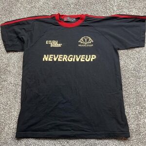 Kaitong‎ Never Give Up Shirt Mens XL Black Red Ringer Graphic Slogan Tee